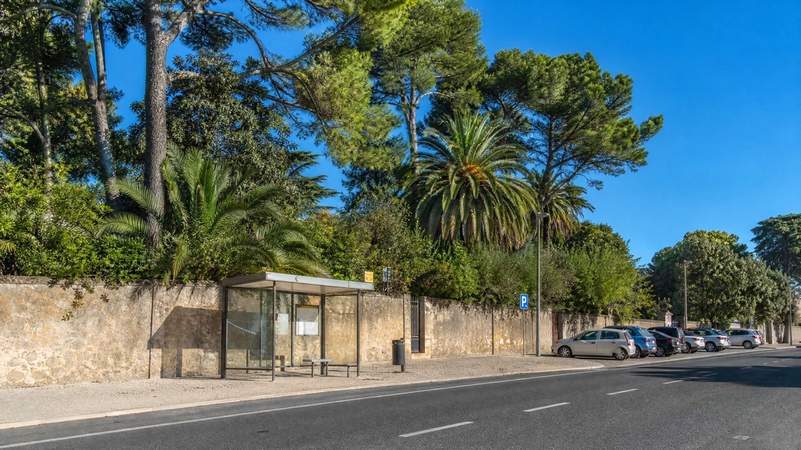 Street beside the Fronteira Palace garden wall in Benfica, Lisbon